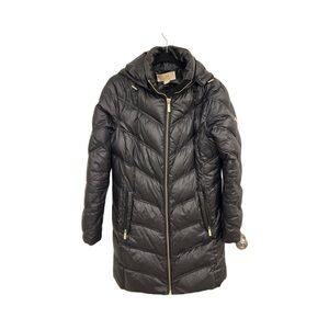 NWOT Michael Kors Women's Hooded Quilted Down Parka Long Jacket Black Size S M